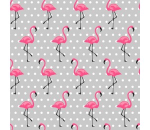 Baumwolle Flamingo Dots grau